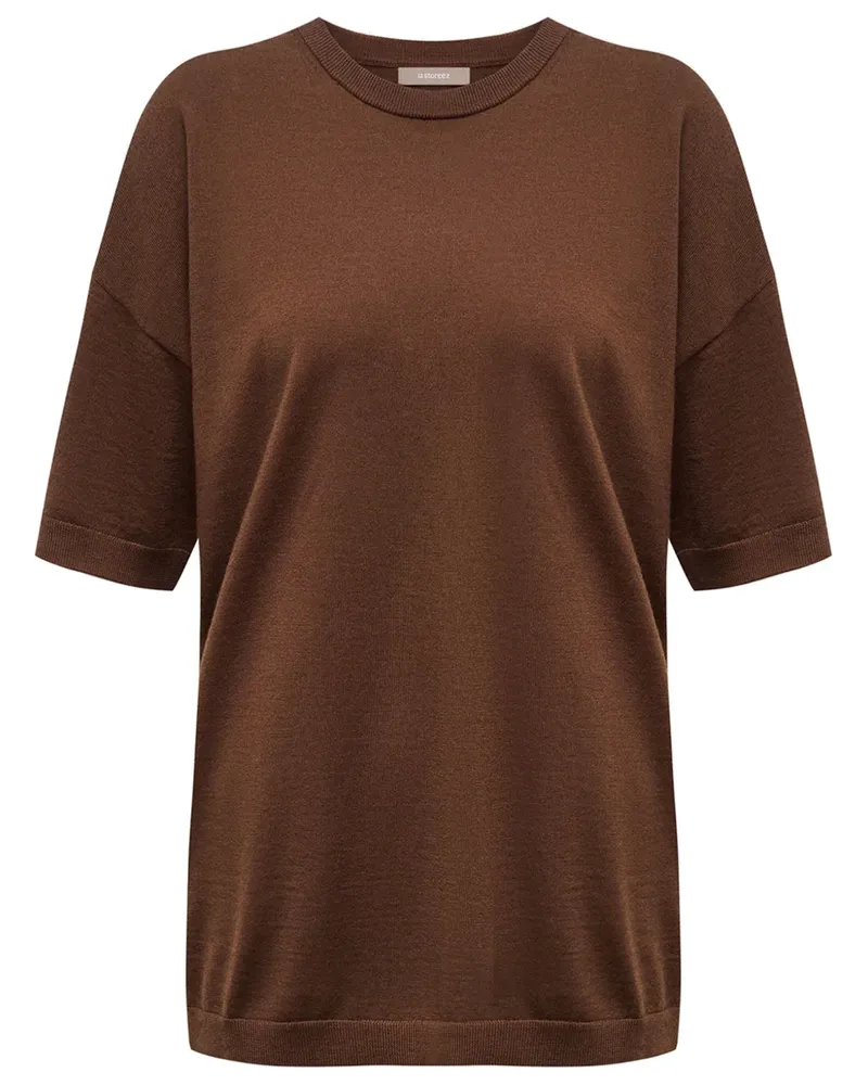 12 STOREEZ T-Shirt mit tiefen Schultern - Braun Braun