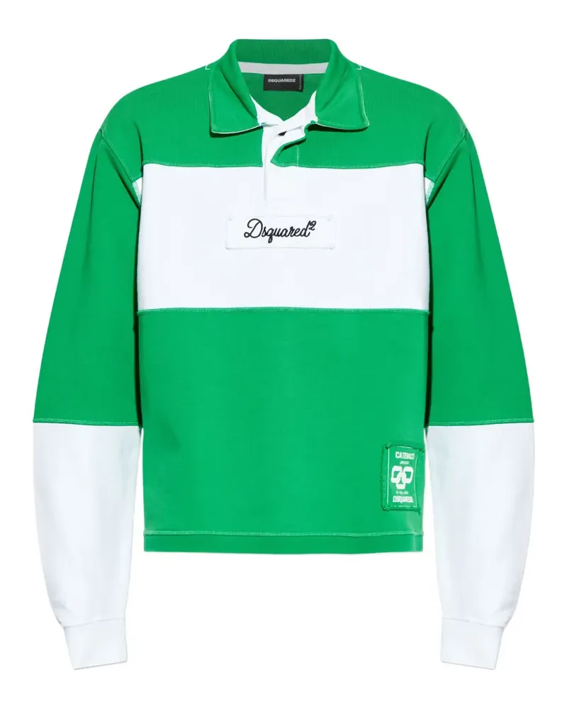 Dsquared2 D2 College Poloshirt in Colour-Block-Optik - Grün Grün