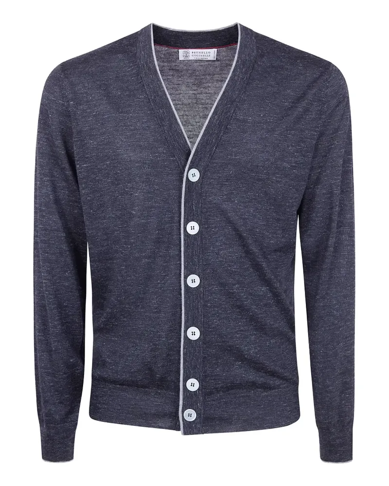 Brunello Cucinelli button light grey cardigan - Blau Blau