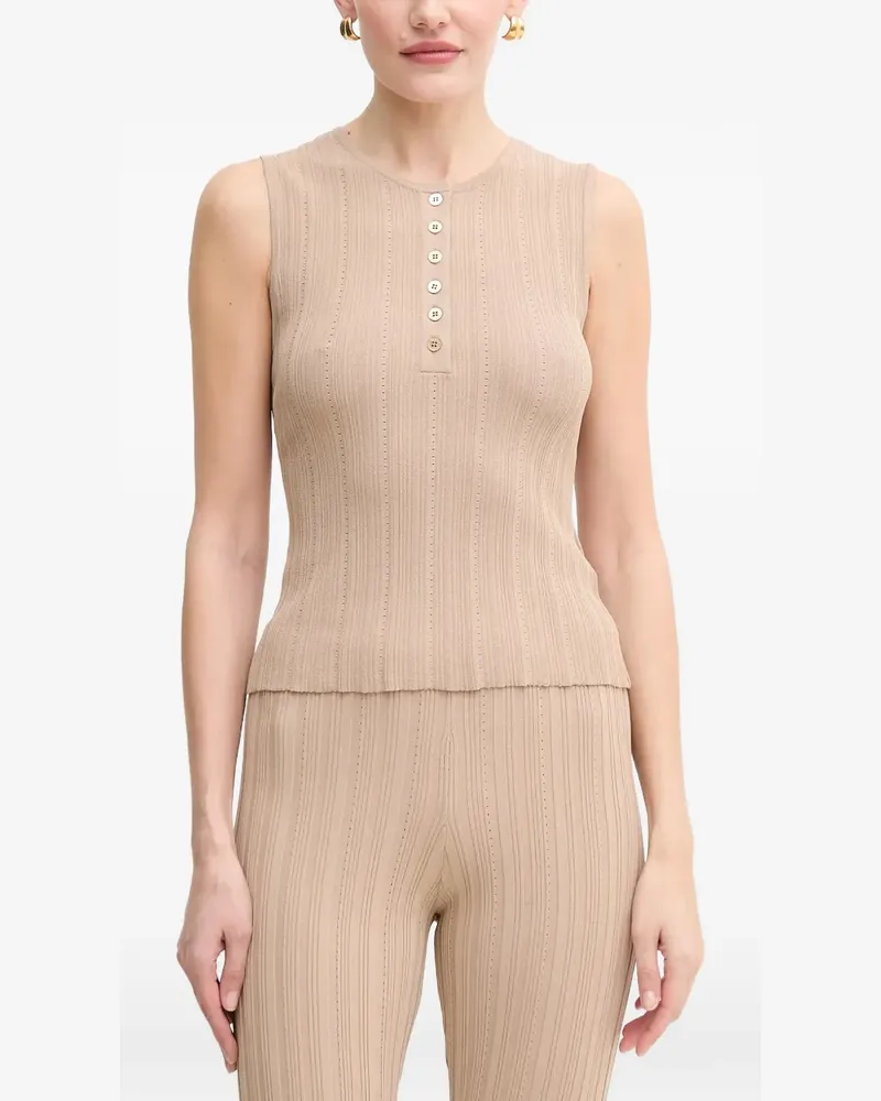 MARCIANO Los Angeles buttoned ribbed tank top - Nude Nude