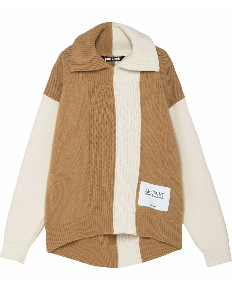 Palm Angels Pullover in Colour-Block-Optik Braun