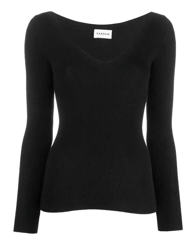 P.A.R.O.S.H. P.A.R.O H. Geripptes Strickoberteil - Schwarz Schwarz