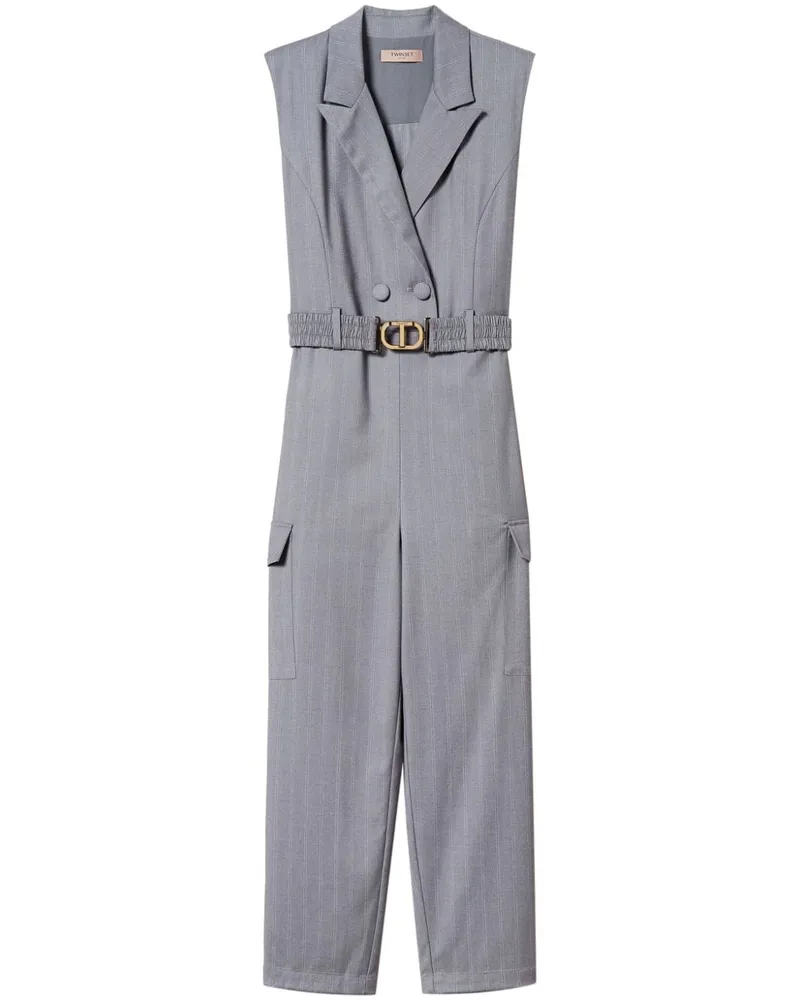 Twin-Set Gürtel-Jumpsuit mit Nadelstreifen - Grau Grau