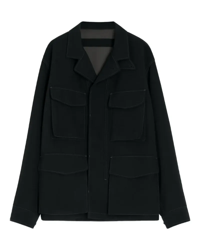 Christophe Lemaire Hemdjacke mit geknöpften Bündchen - Schwarz Schwarz