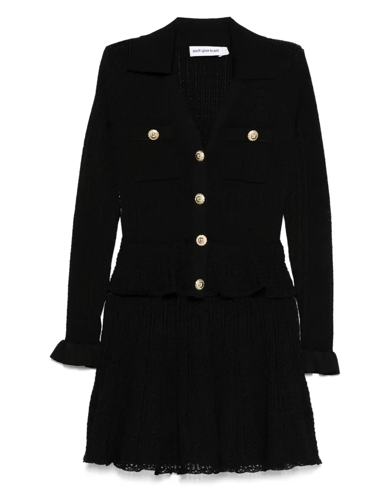 Self-Portrait Minikleid mit V-Ausschnitt - Schwarz Schwarz