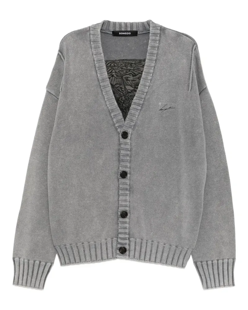 SONGZIO Cardigan mit Engelsstickerei - Grau Grau