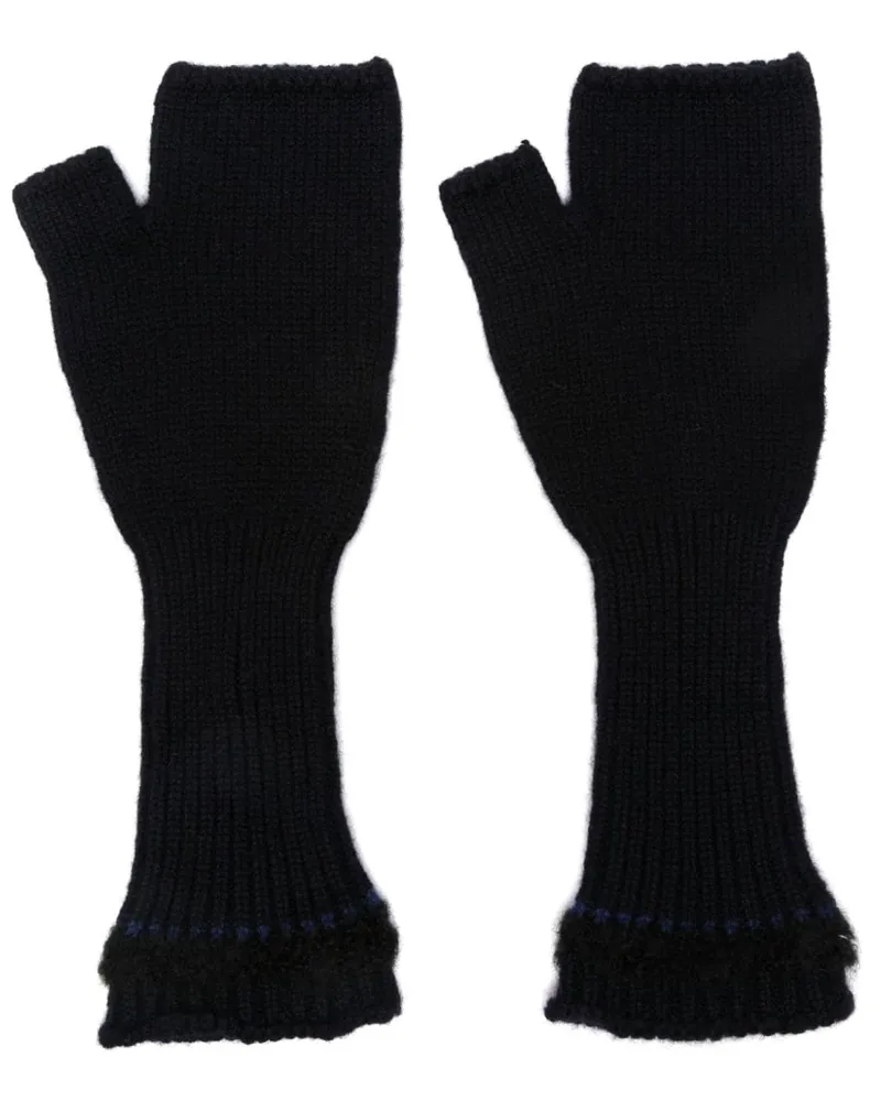 Barrie Fingerlose Handschuhe mit Shearling - Blau Blau