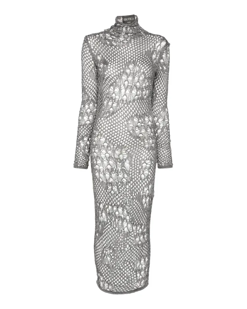 Dondup open-knit long-sleeved midi dress - Silber Silber