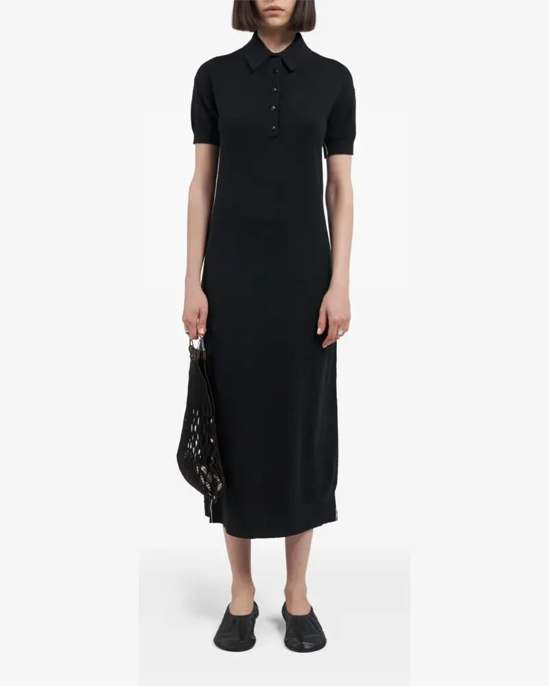 Maria Mcmanus Midikleid mit Poloshirtkragen - Schwarz Schwarz