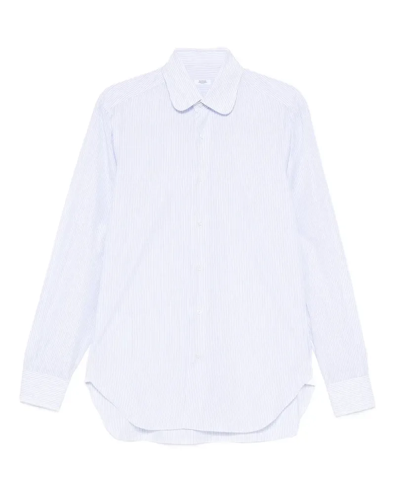 BARBA Gestreiftes Hemd mit rundem Kragen - Blau Blau