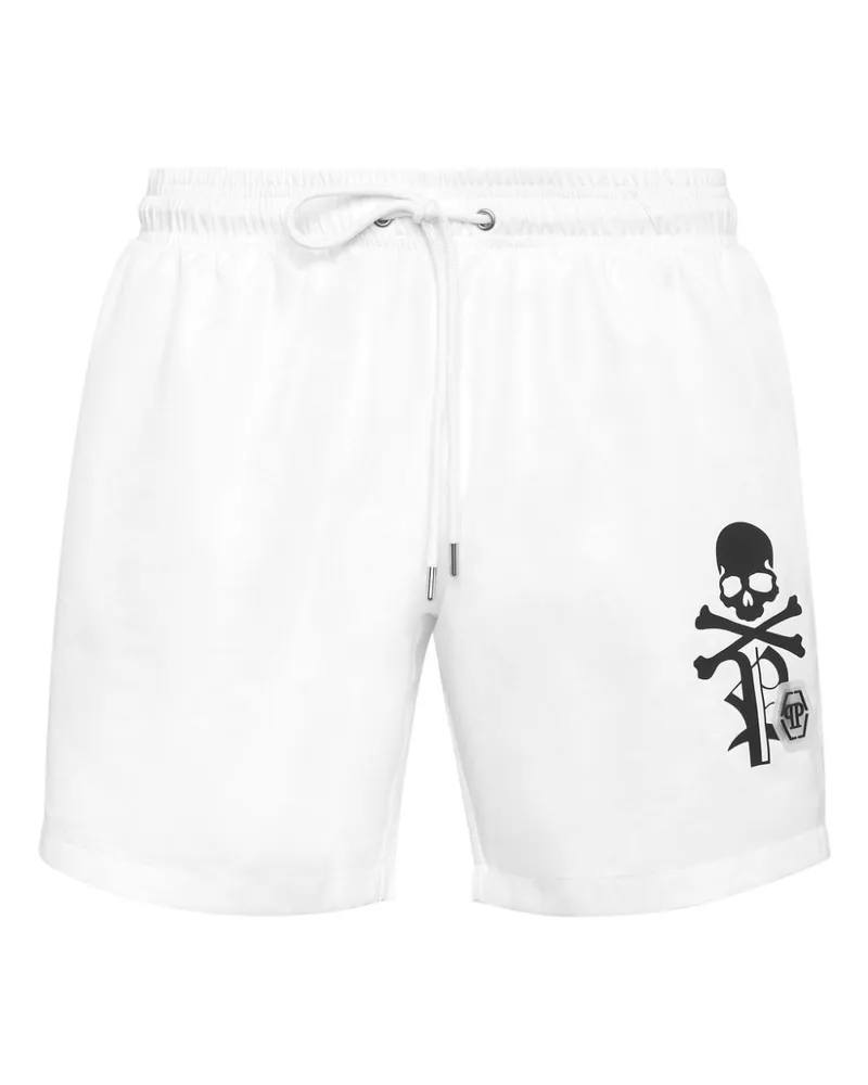 Philipp Plein Badeshorts mit Logo-Print - Weiß Weiß