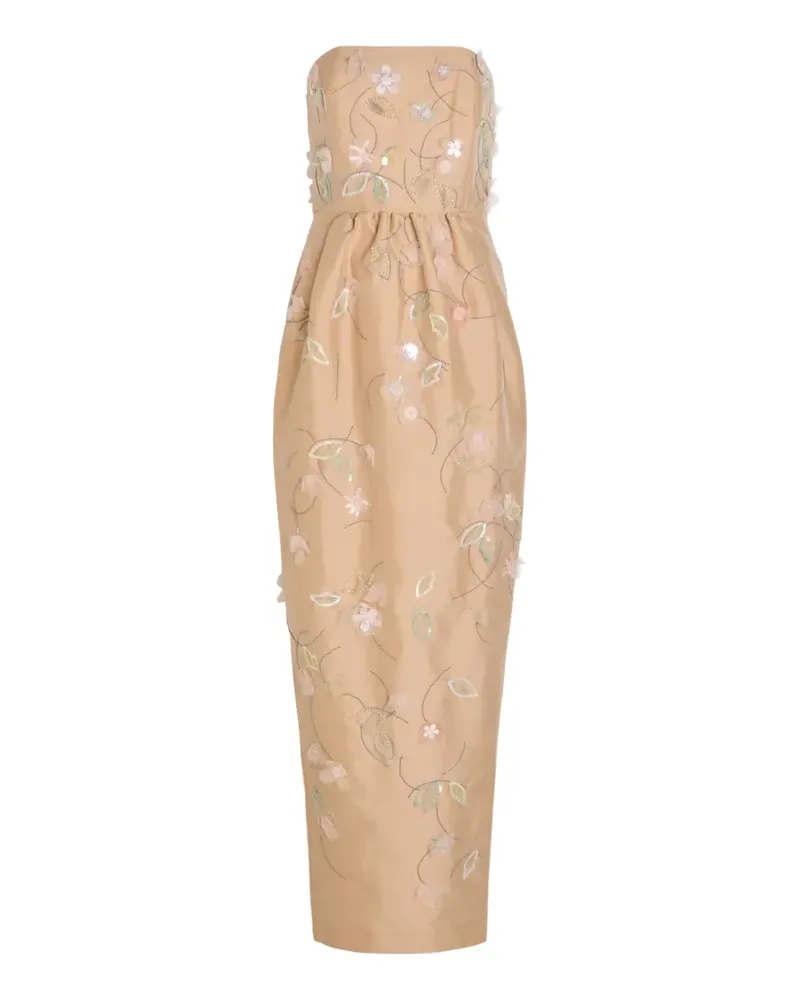 BERNADETTE Lena floral-embroidered midi dress - Nude Nude