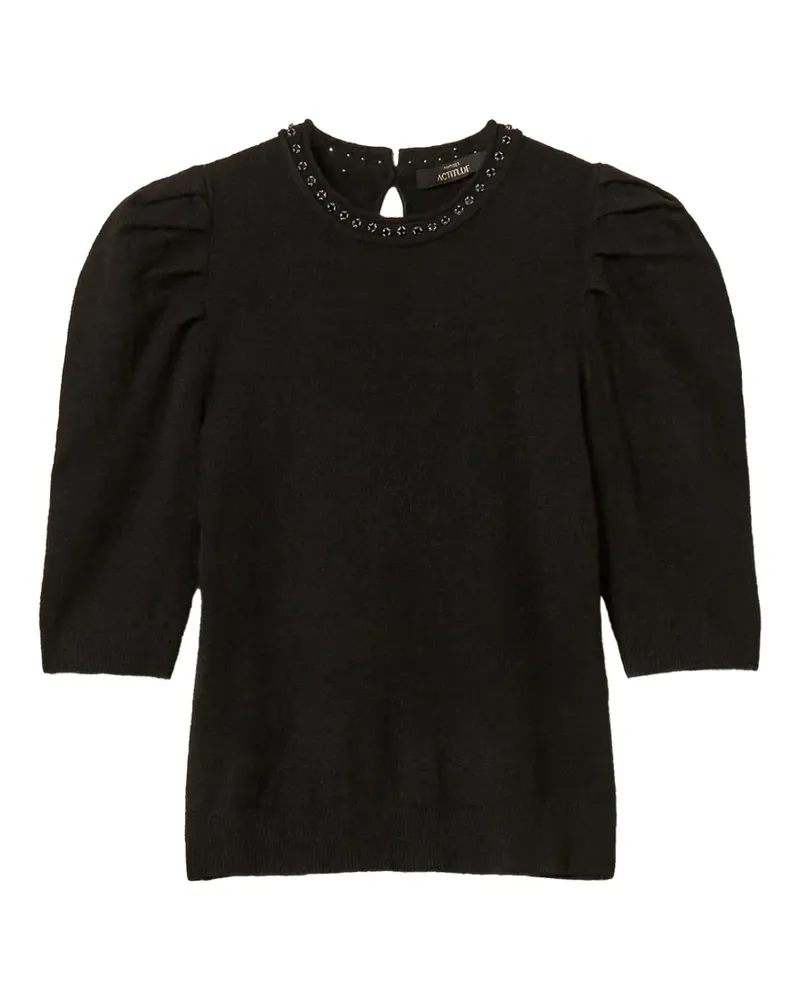 Twin-Set recycled yarn jumper with rhinestones - Schwarz Schwarz