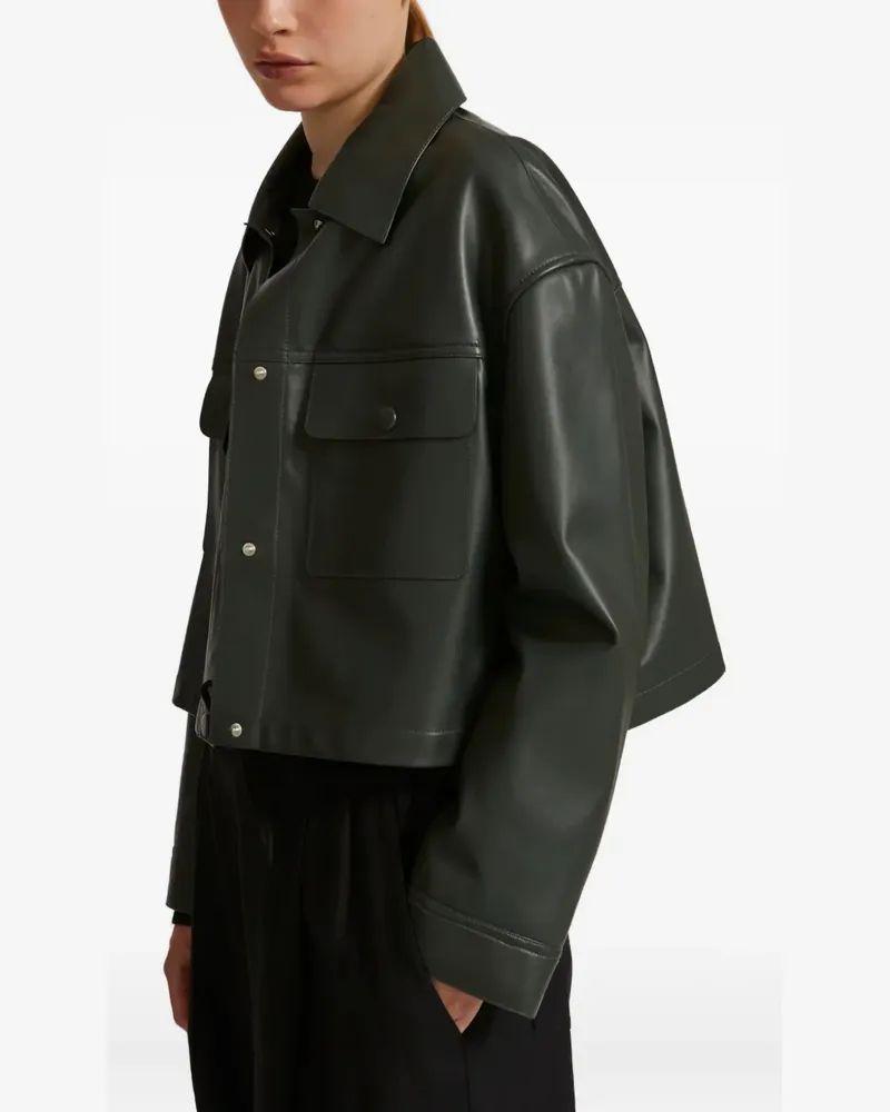 Yves Salomon flap-pocket leather jacket - Grün Grün