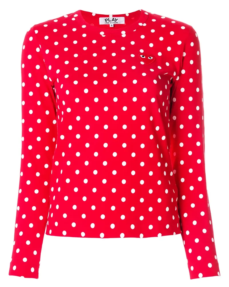 Comme des Garçons polka dot heart logo T-shirt - 3 RED 3