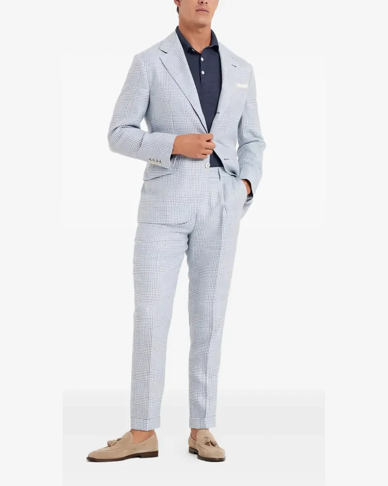 Brunello Cucinelli Karierter Leinenanzug - Blau Blau