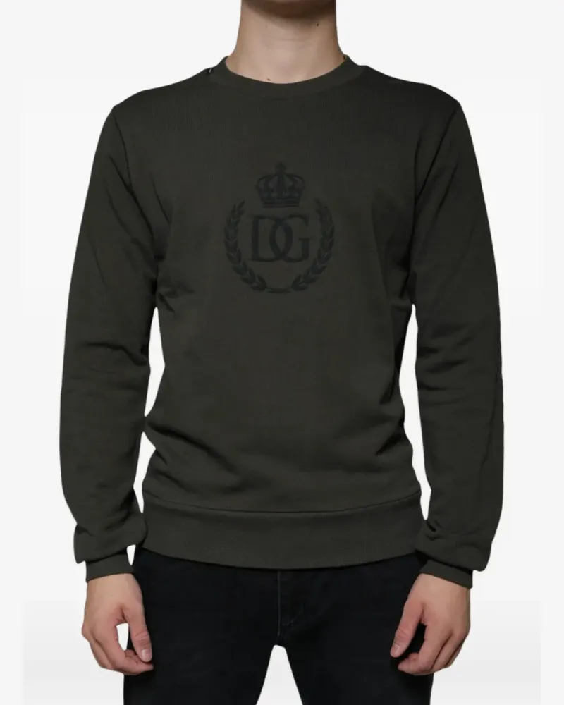 Dolce & Gabbana Sweatshirt mit DG Crown-Stickerei - Grün Grün
