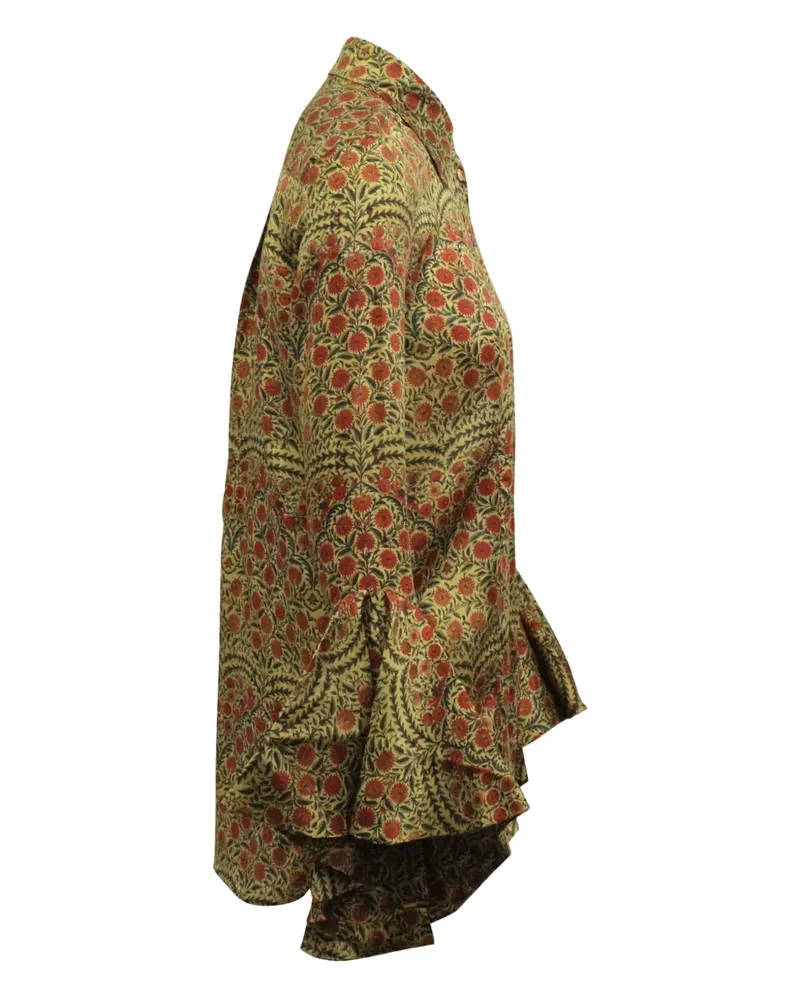 KHAITE floral-print ruffled blouse - Grün Grün