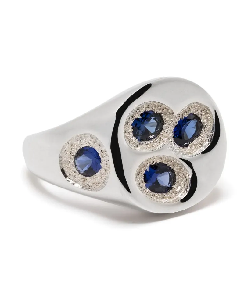 BLEUE BURNHAM Chloroplast Siegelring mit Saphir - Silber Silber