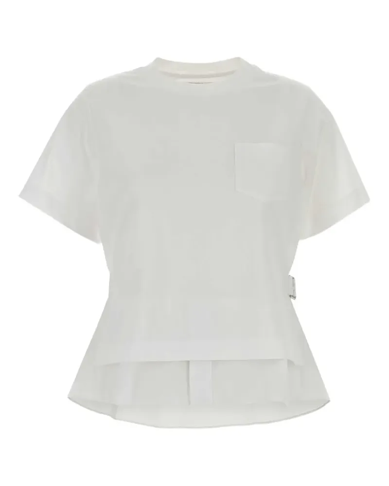Sacai T-Shirt mit Schößchen - Weiß Weiß