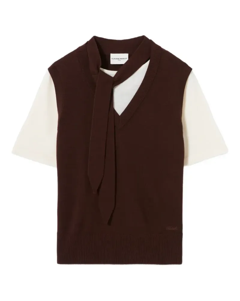 Claudie Pierlot layer-detail short-sleeve jumper - Braun Braun