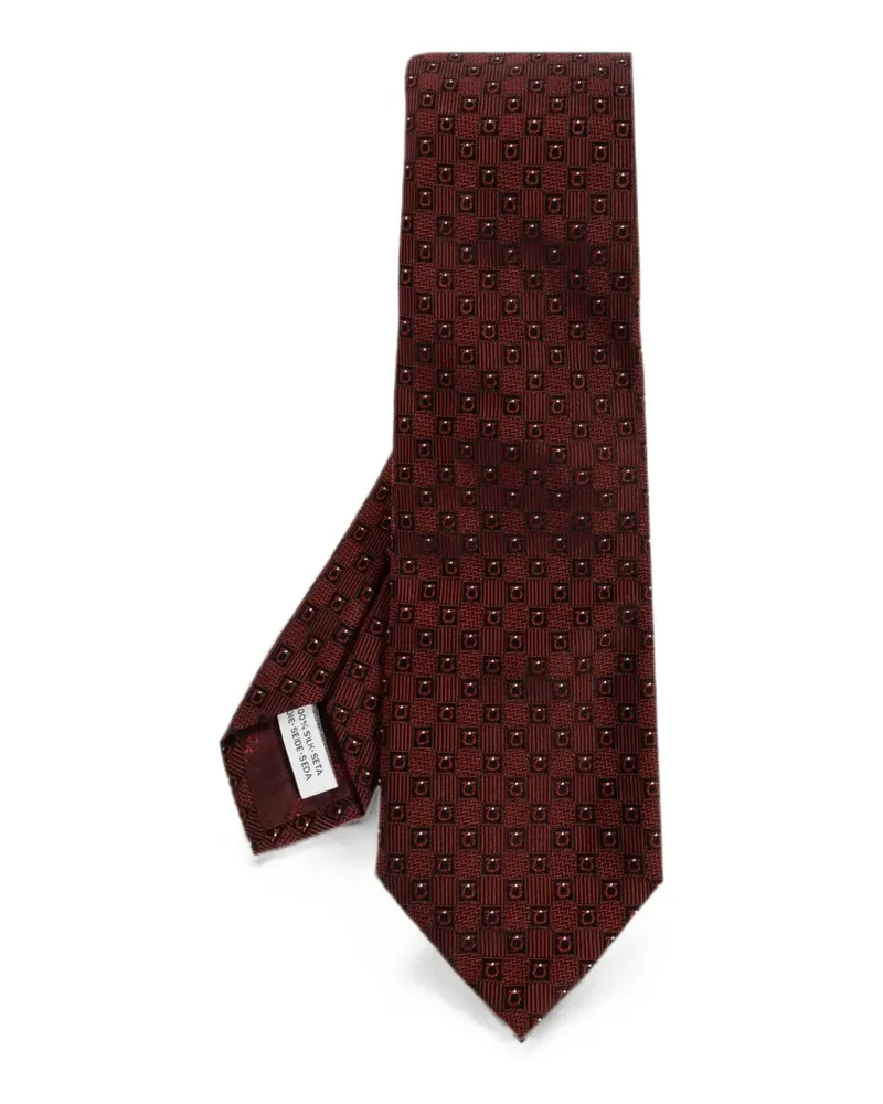 Ferragamo Seidenkrawatte mit Gancini-Jacquardmuster - Rot Rot