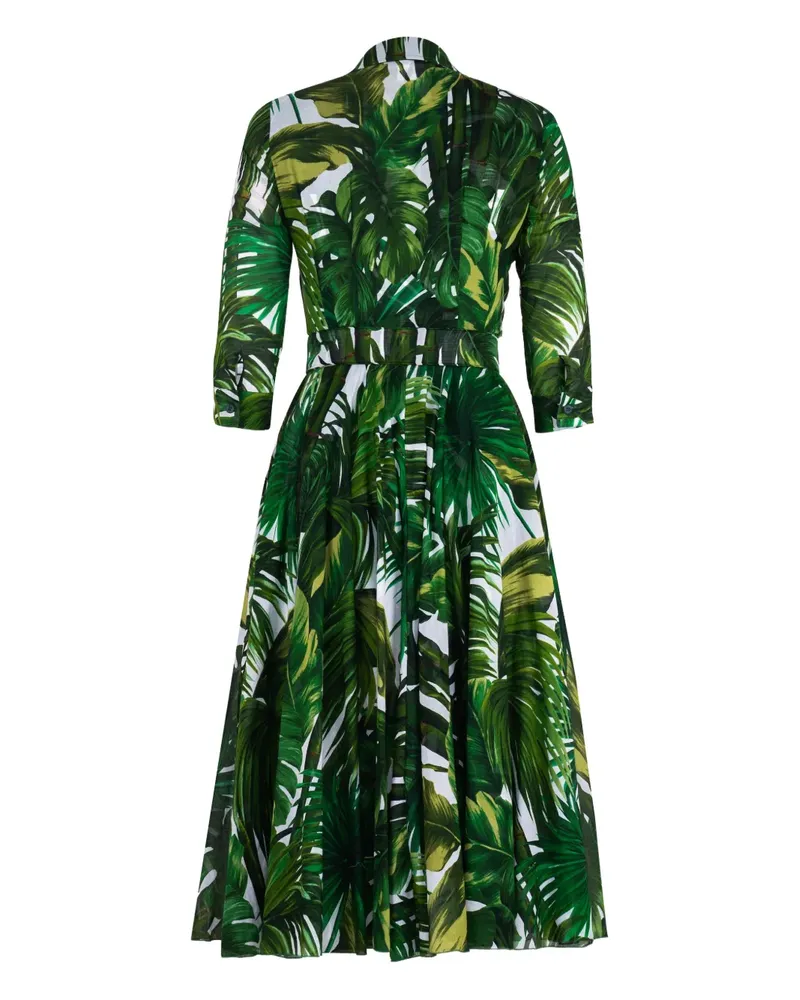 Samantha Sung Aster Midikleid mit Palmen-Print - Grün Grün