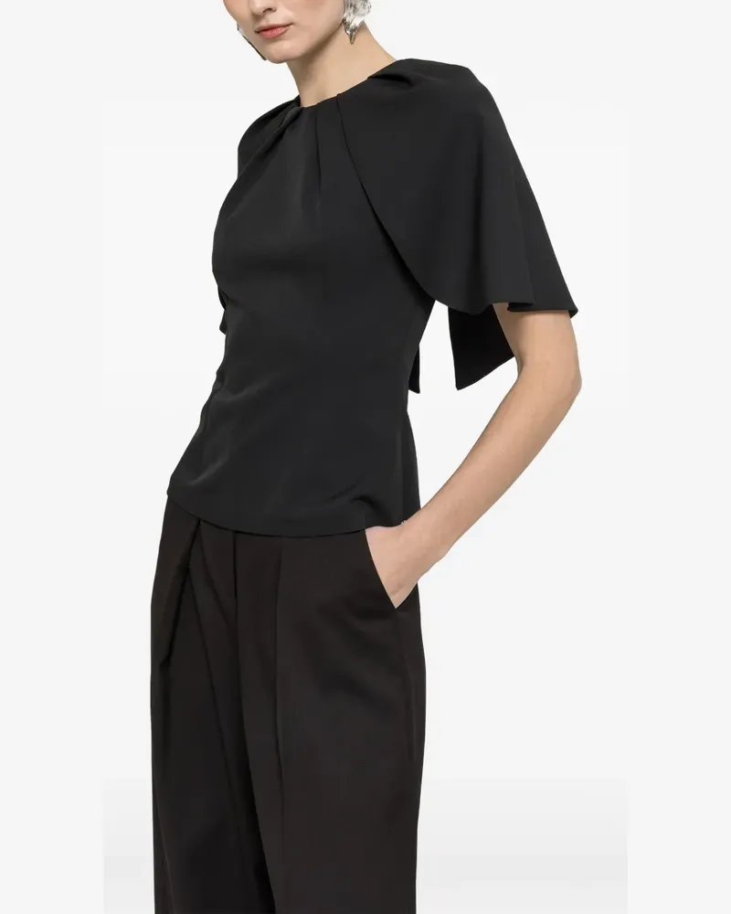 NISSA cape design blouse - Schwarz Schwarz