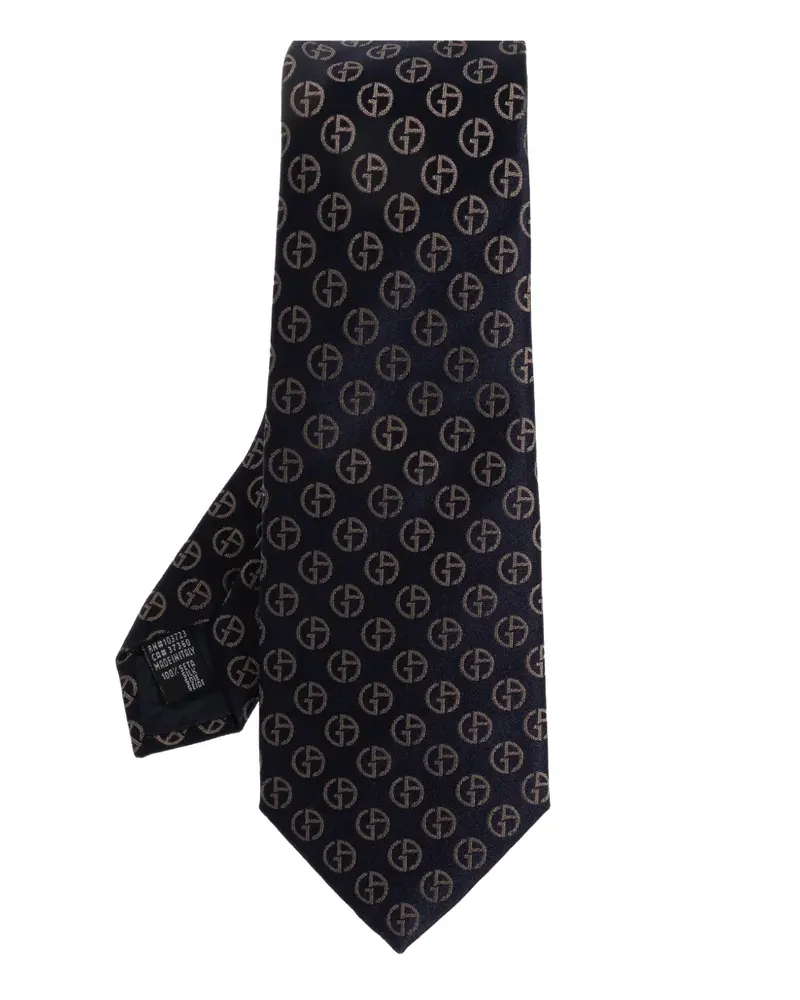 Giorgio Armani monogram pattern tie - Blau Blau