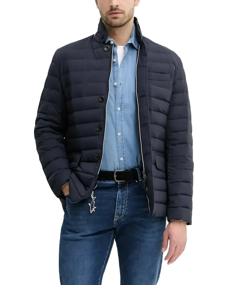 Hackett Gesteppte Jacke mit Knopfleiste - Blau Blau