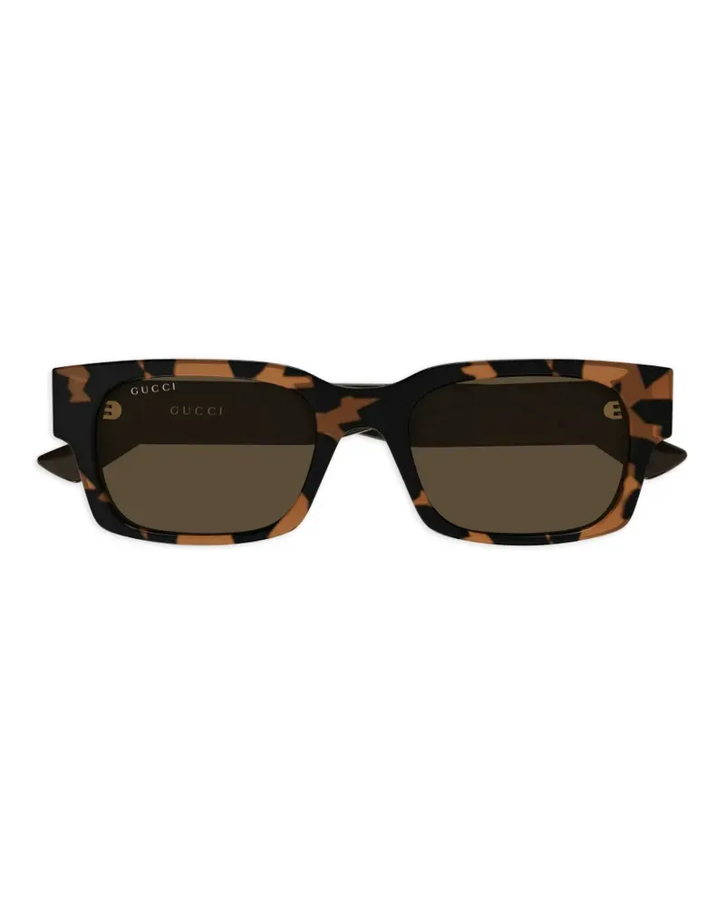Gucci tortoiseshell-effect rectangle-frame sunglasses - Braun Braun