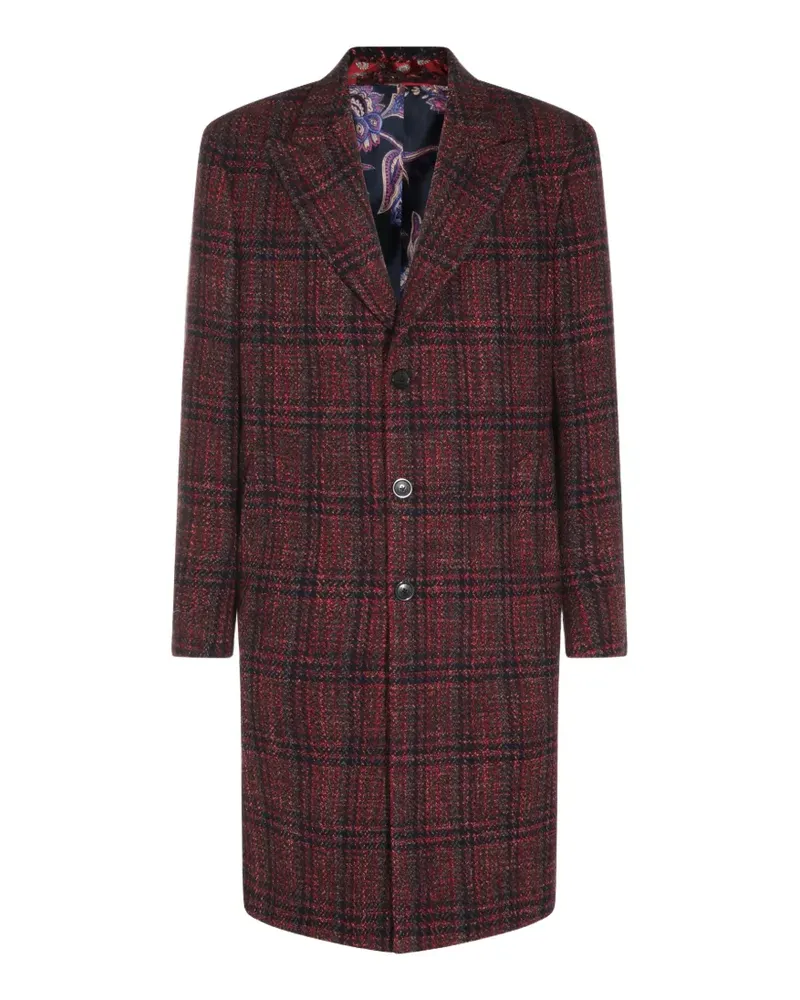 Etro check-pattern single-breasted coat - Rot Rot