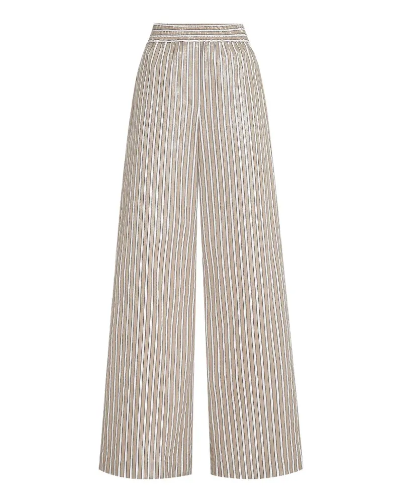 Brunello Cucinelli Dazzling Stripes Hose im Pyjama-Stil aus Baumwoll-Popeline - Nude Nude