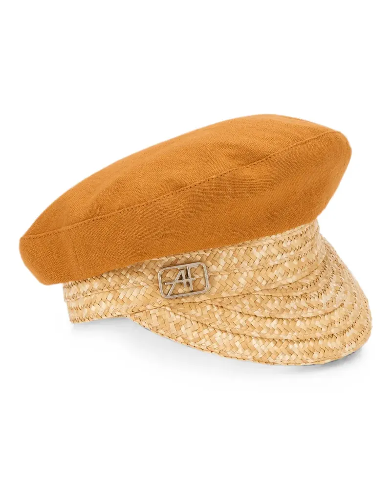 Alberta Ferretti woven-visor linen cap - Orange Orange
