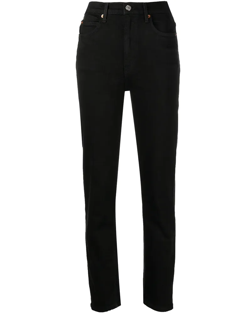 RE/DONE Gerade High-Rise-Jeans - Schwarz Schwarz