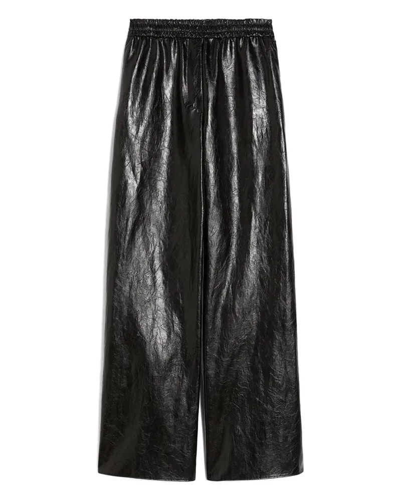 Max Mara Plutone Hose in Lederoptik mit Stretchbund - Schwarz Schwarz