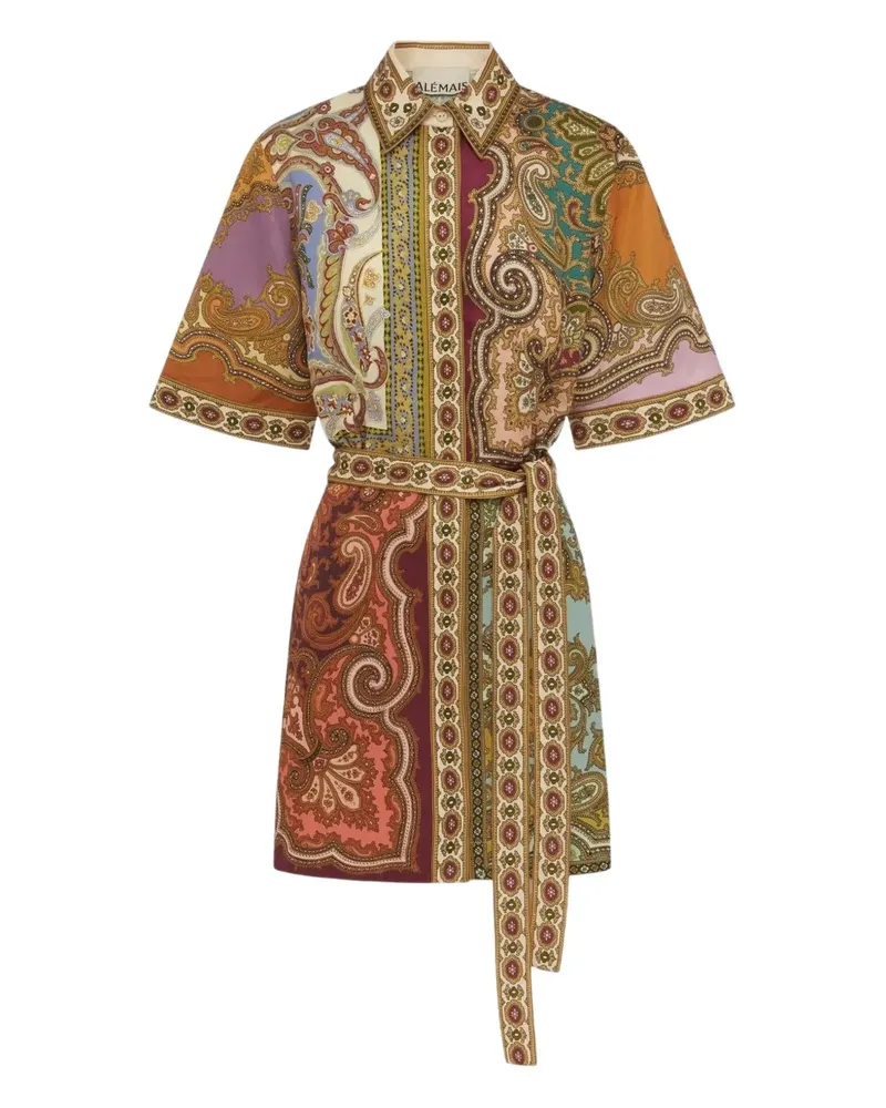 ALEMAIS Clemenza Spliced paisley-print mini dress - Nude Nude