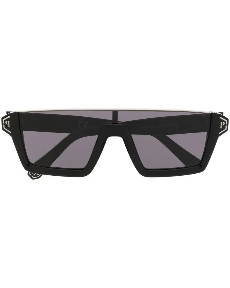 Philipp Plein Sonnenbrille mit eckigem Gestell - Schwarz Schwarz