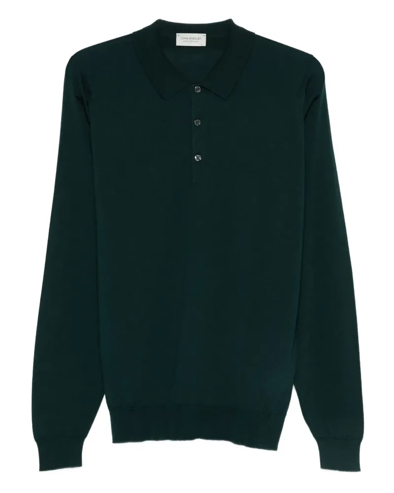 John Smedley Langärmeliges Poloshirt - Grün Grün