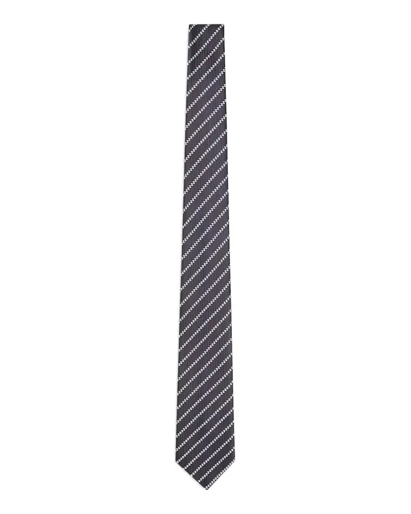 Giorgio Armani logo-embroidered striped silk tie - Grau Grau