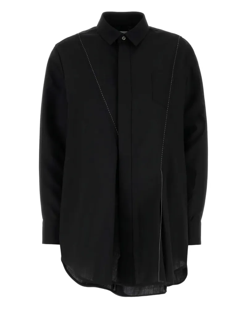Sacai Hemd mit Kontrastnaht - Schwarz Schwarz