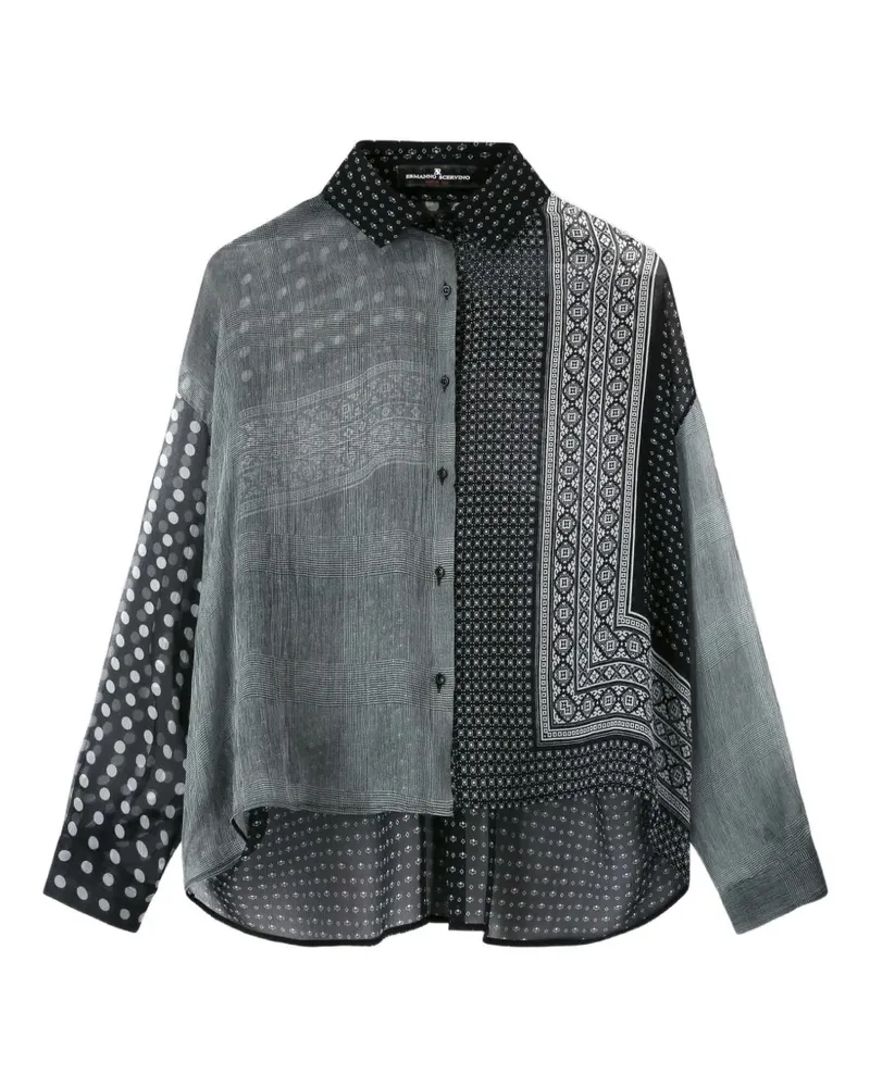 Ermanno Scervino Seidenhemd mit Patchwork-Print - Schwarz Schwarz