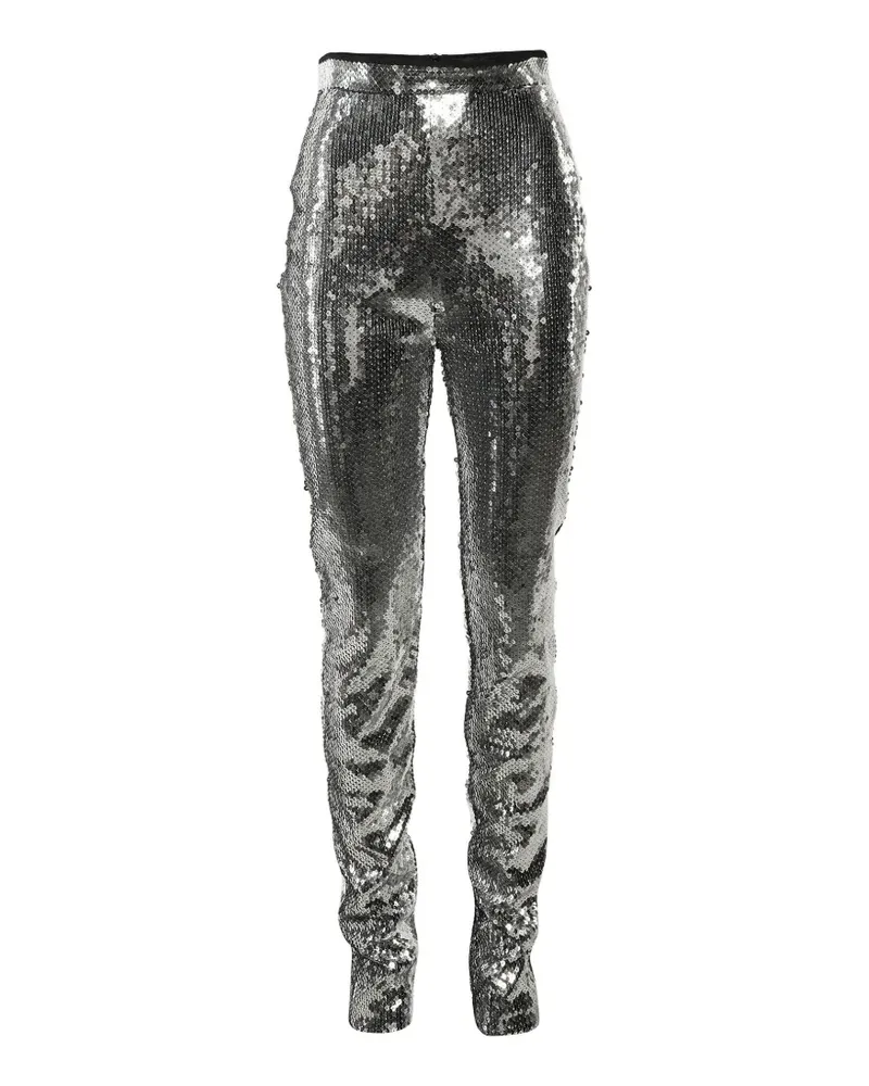 David Koma Schmale Hose mit Pailletten - Silber Silber