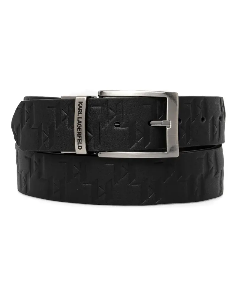 Karl Lagerfeld Strukturierter K/Monogram Gürtel mit Logo - Schwarz Schwarz