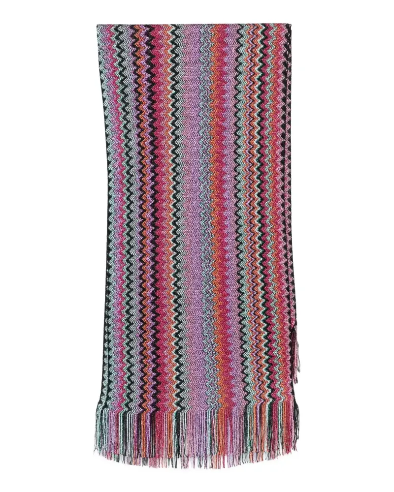 Missoni zigzag-knit fringed scarf - Rosa Rosa