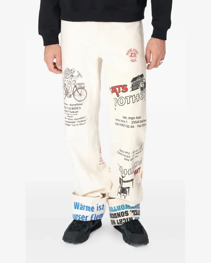Marine Serre Klassische Hose - Weiß Weiß