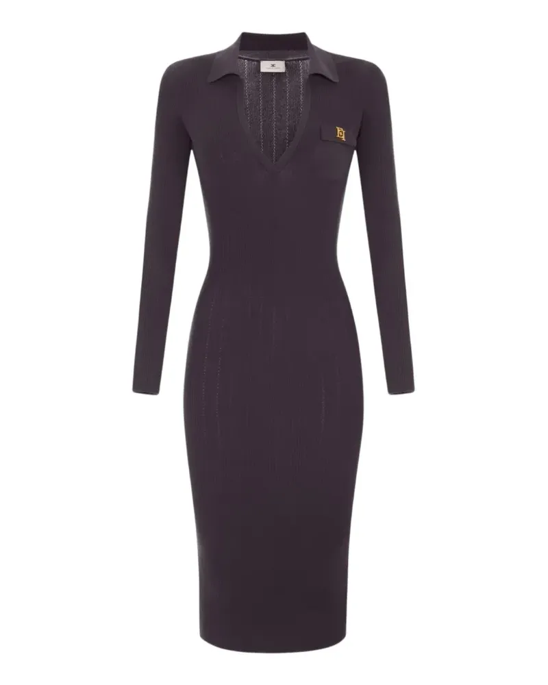 Elisabetta Franchi Strickkleid mit Lochstickerei - Braun Braun