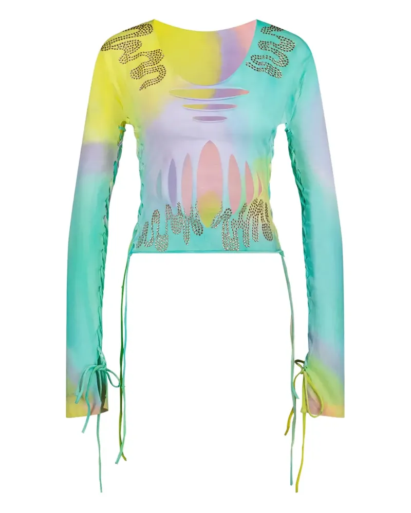 Collina Strada Langarmshirt in Batikoptik - Grün Grün