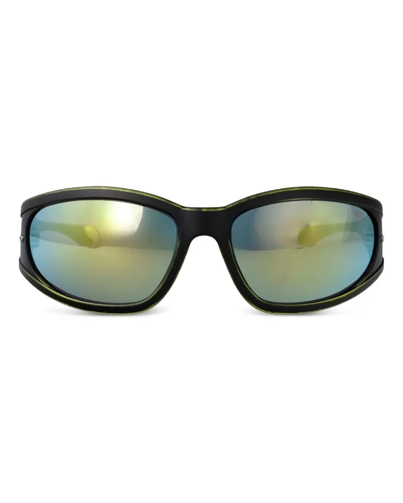 Diesel Ovale Sonnenbrille mit reflektierenden Gläsern - Schwarz Schwarz
