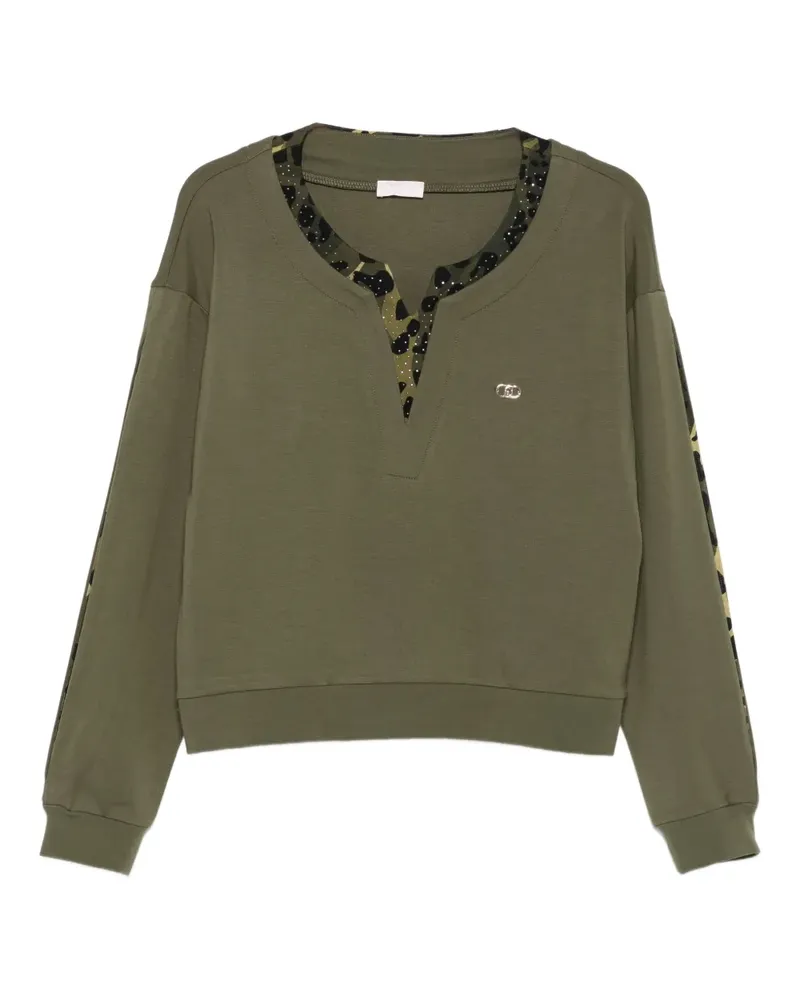 Liu Jo Verzierter Pullover mit Leoparden-Print - Grün Grün